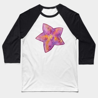 Orange and Purple Starfish Watercolor Painting Baseball T-Shirt